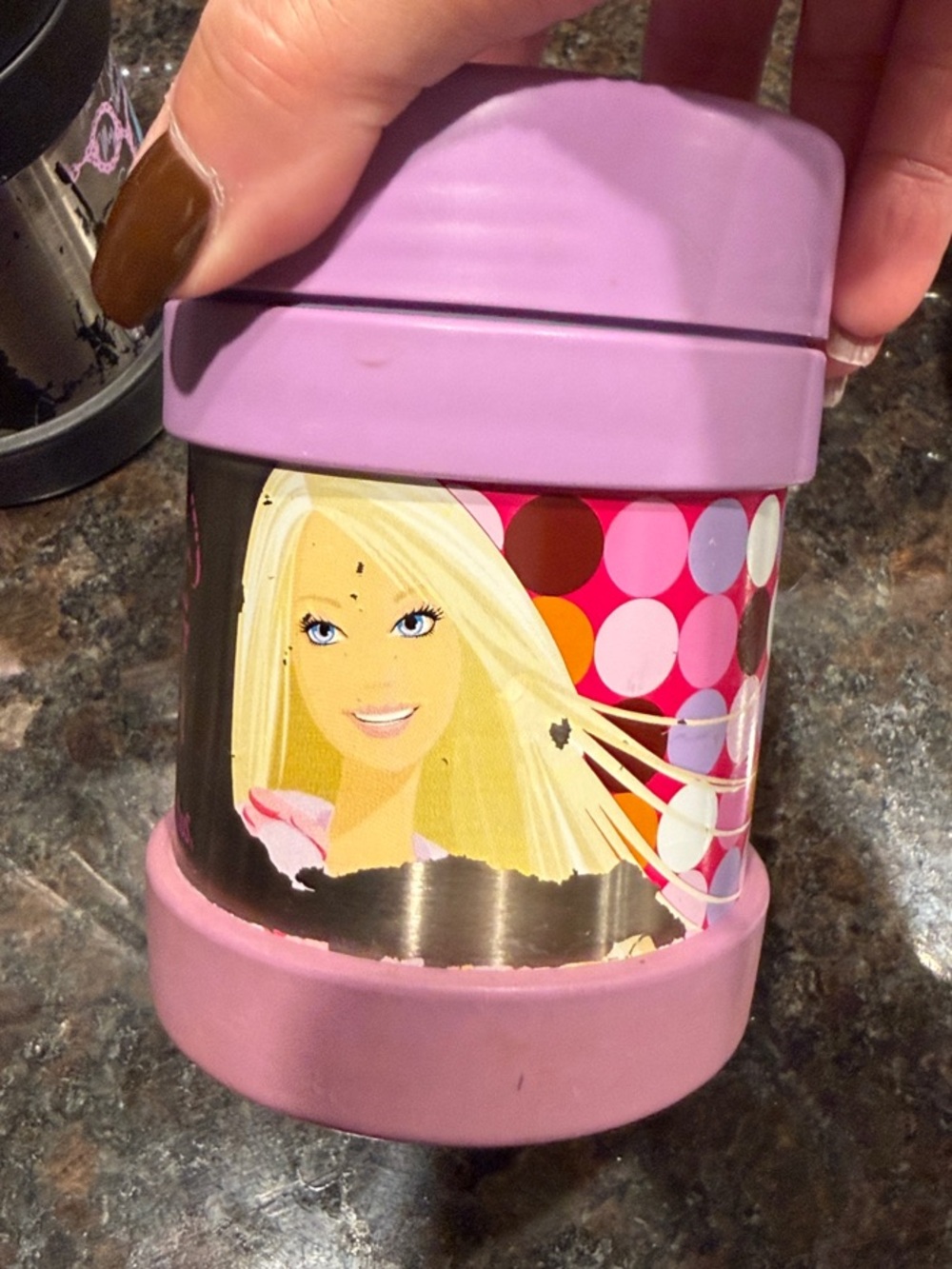 Thermos Purple and Pink Barbie-Style Kids Food Jar